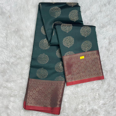 Semi Silk Saree with Golden Round Pattern
