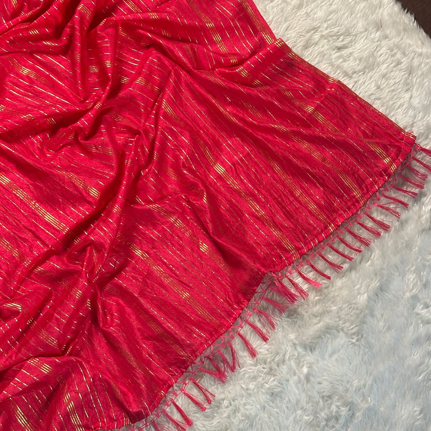 Vichithra Silk Saree in Golden Lines Pink