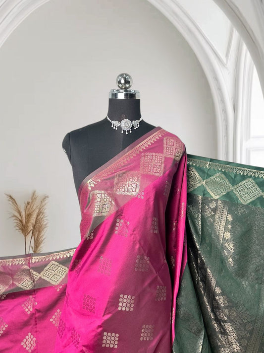 Semi Soft Silk Wedding Saree Saree Pink