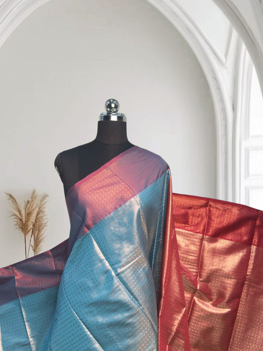 Banarasi Butti Semi Silk Saree Blue