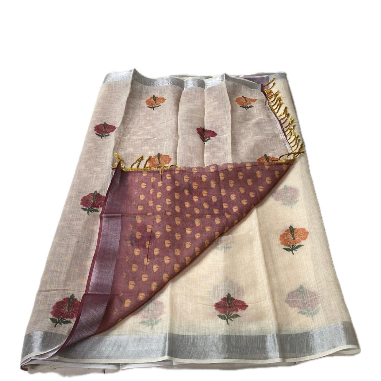 Chembaruthi Semi Linen Saree