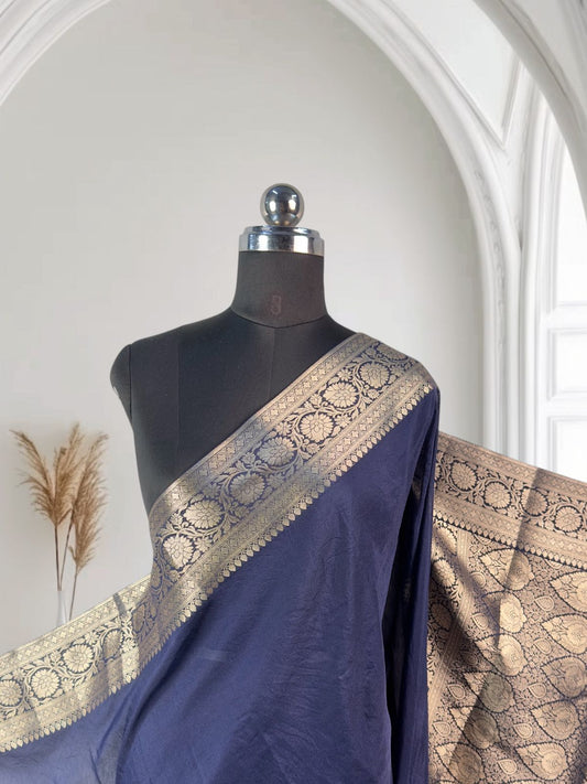 Elegant Banarasi Saree Navy Blue