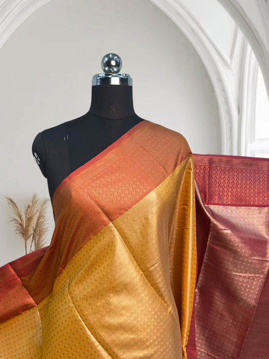 Banarasi Butti Semi Silk Saree Yellow
