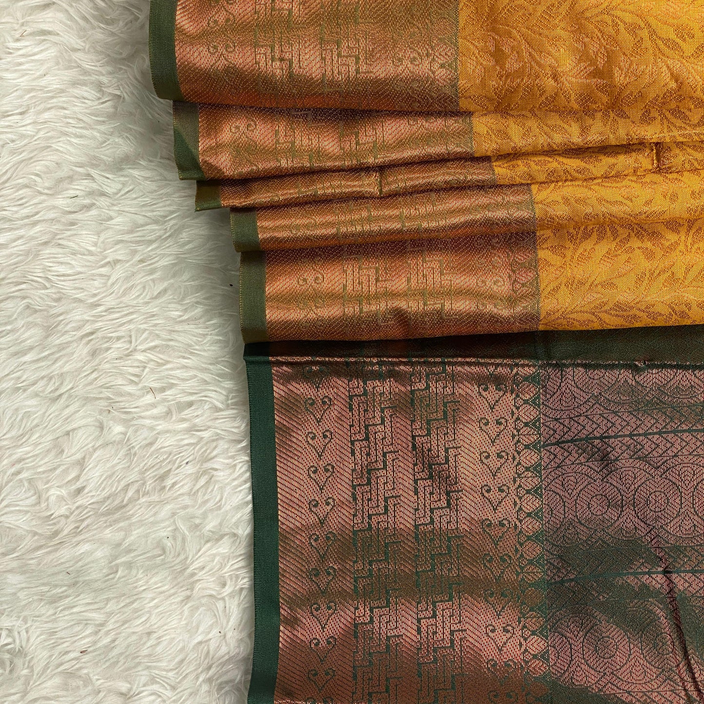 Semi Silk Saheli Collections with leaf pattern Yellow