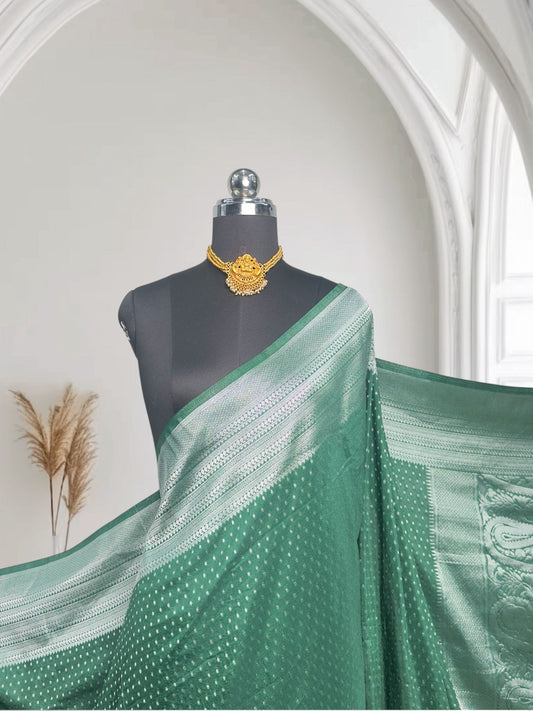 Banarasi Butti Chanderi Silk Dark Green