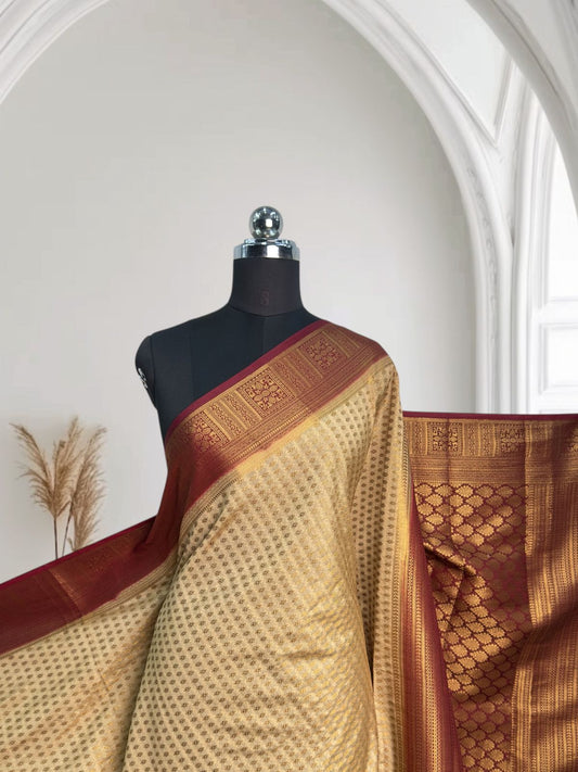 Royal Georgette Banarasi Butti Beige