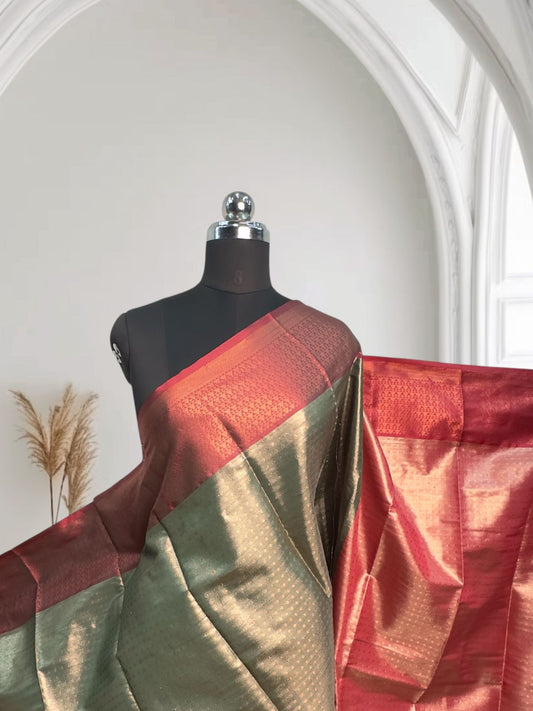 Banarasi Butti Semi Silk Saree Green