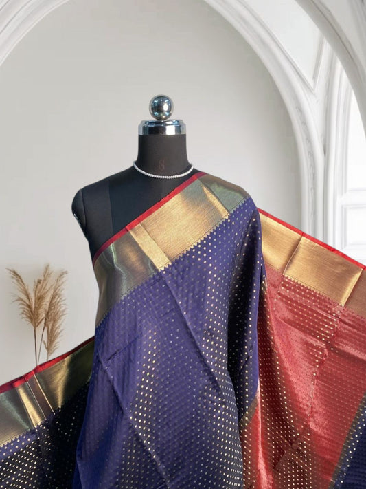 Banarasi Butti Soft Silk with Bavinji Border Purple