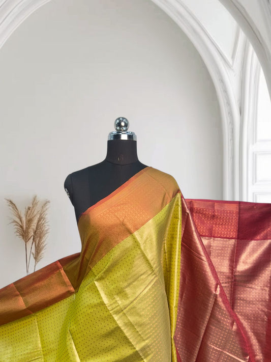 Banarasi Butti Semi Silk Saree Olive Green