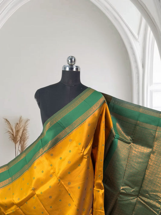Floral Print Tissue Silk Saree Yellow