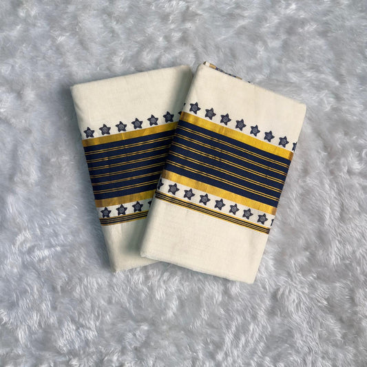 Traditional Set Saree with Navy Blue Design