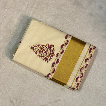 Traditional Block Printed Suit Set for Thiruvathira