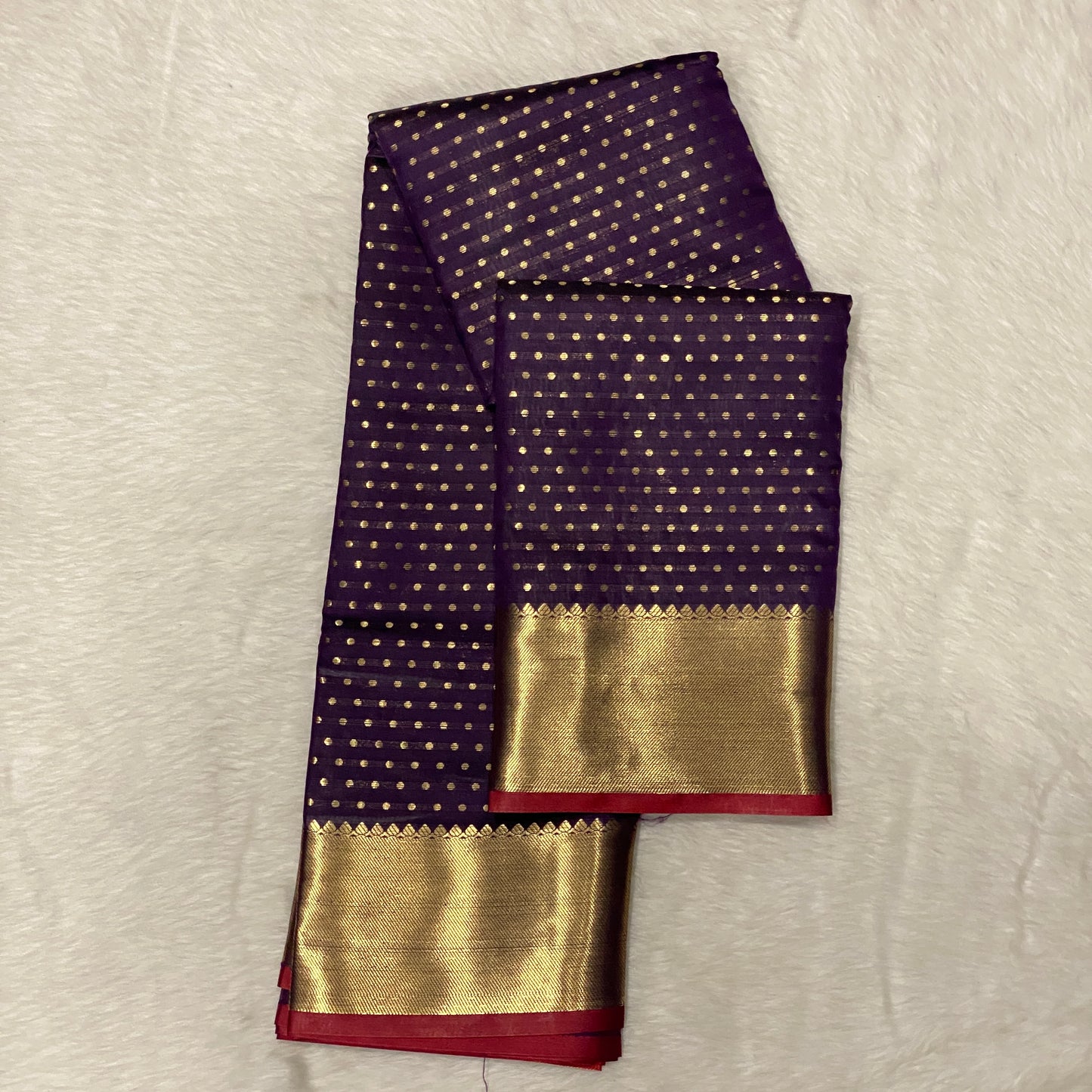 Banarasi Butti Soft Silk with Bavinji Border Purple