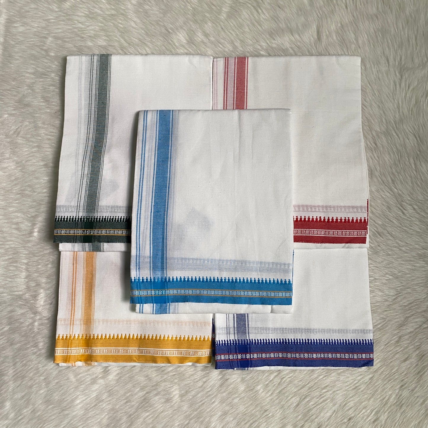 Multicolor Border Cotton Dhoti