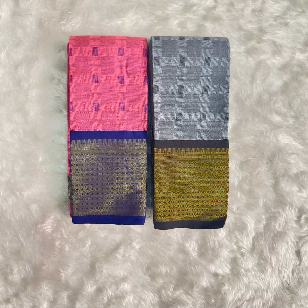 Cotton Saree Pink with Navy Blue Border