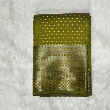 Banarasi Butti Soft Silk Olive Green