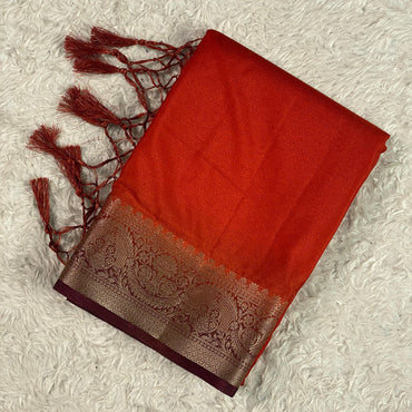 Aparna Georgette Banarasi with Golden Pattern Plain Burnt Orange