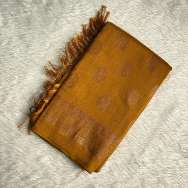 Vichitra Jalar Fancy Saree Mustard Dress Code