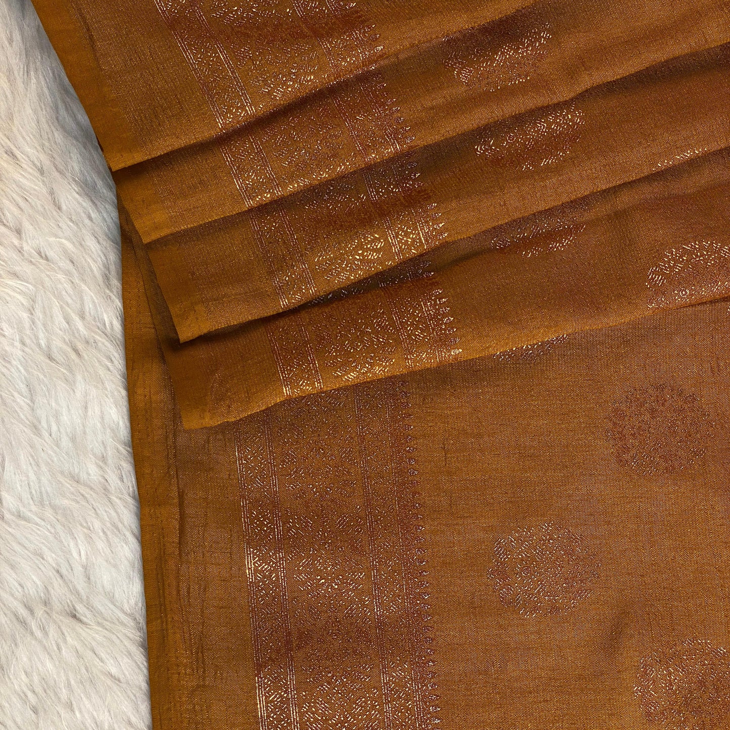 Vichitra Jalar Fancy Saree Mustard Dress Code