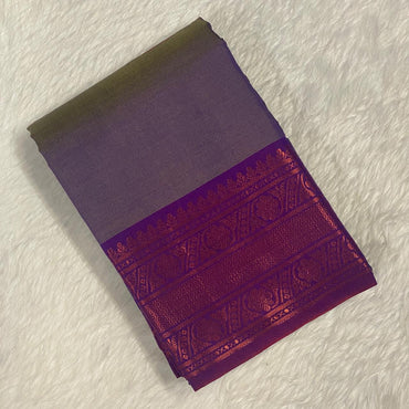 Shobana Soft Silk Saree Plain with Floral Border Purple