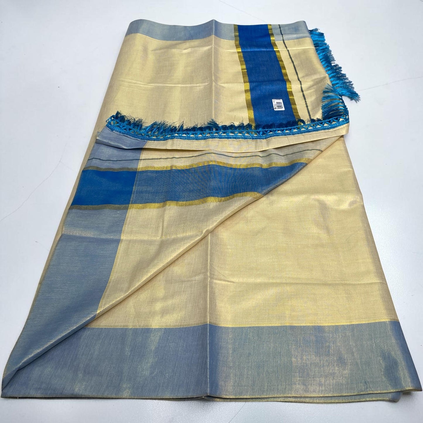 Kerala Saree with Kasavu Blue