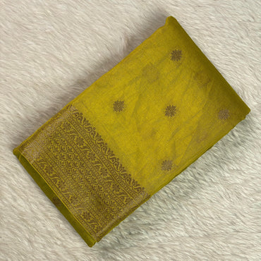 Neha Pure Banarasi Saree with Golden Butta Olive Green
