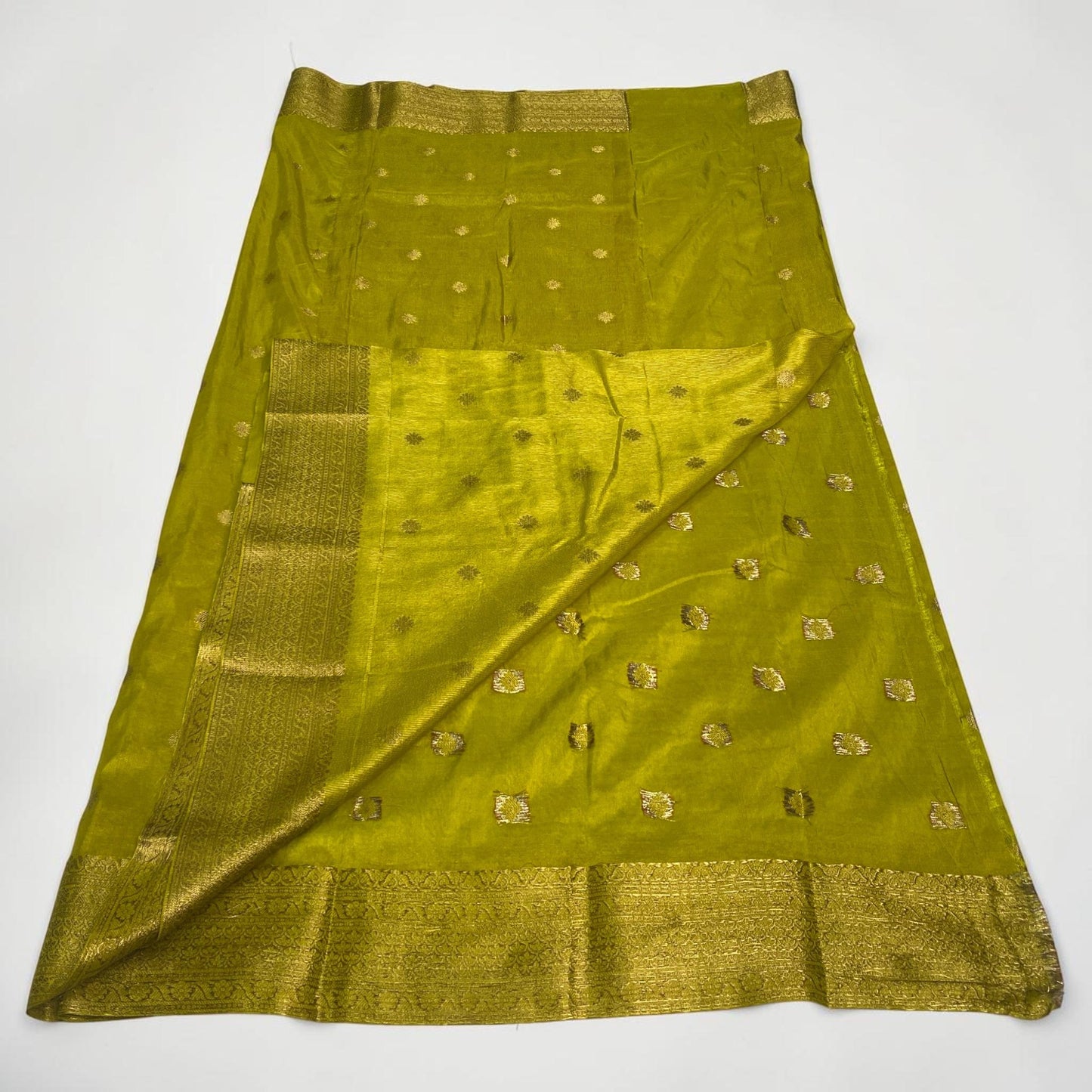 Neha Pure Banarasi Saree with Golden Butta Olive Green