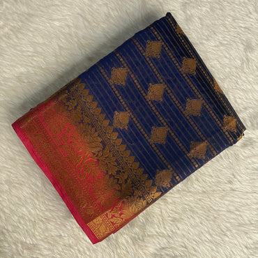Avya Georette Banarasi Saree Blue