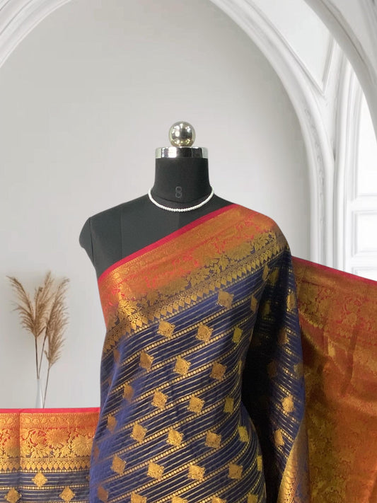 Avya Georette Banarasi Saree Blue