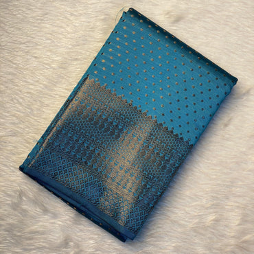 Riya Banarasi Butti Soft Silk Saree Blue Dress Code