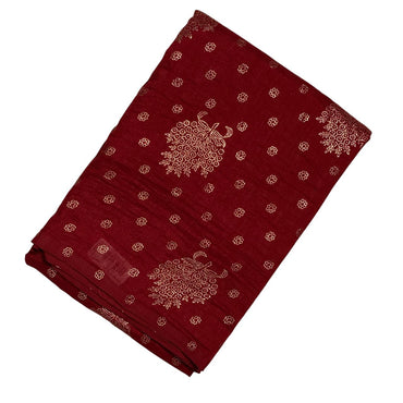 Vichithra Silk Saree with Floral Dot Pattern Maroon