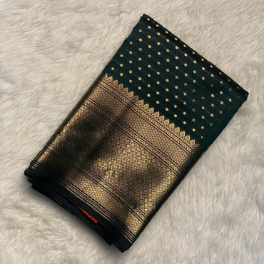 Riya Banarasi Butti Soft Silk Saree Green Dress Code