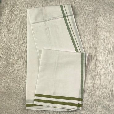 Kerala Kasavu Dhoti – Mustard Stripe Edition