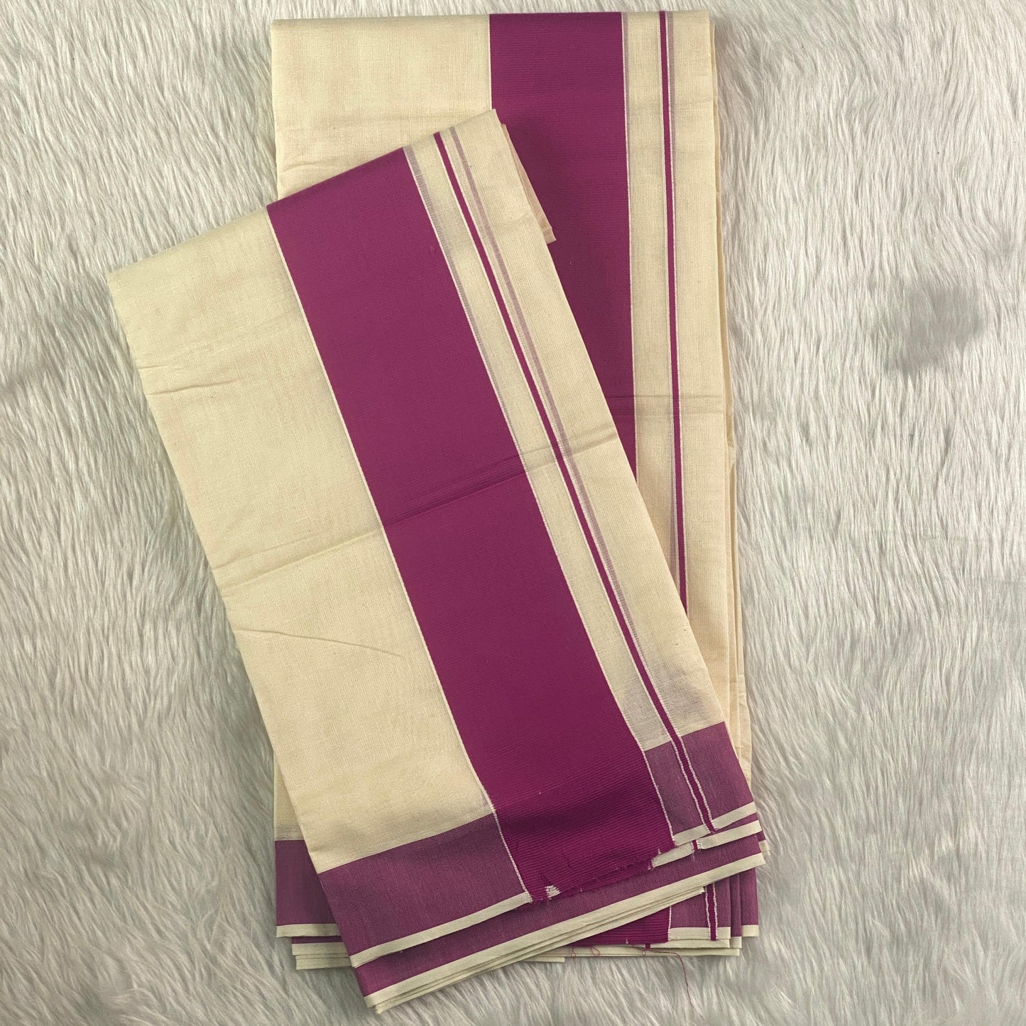 Traditional Set Mundu with Pink Border