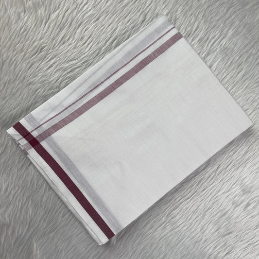 Kerala Kasavu Dhoti – Maroon Stripe Edition