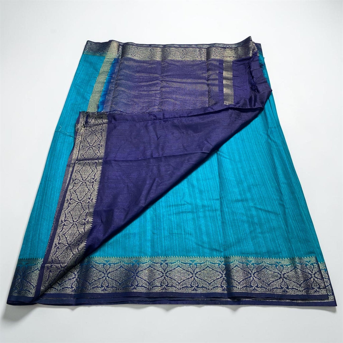 Mayoori Jute Saree in Blue Ocean Glow