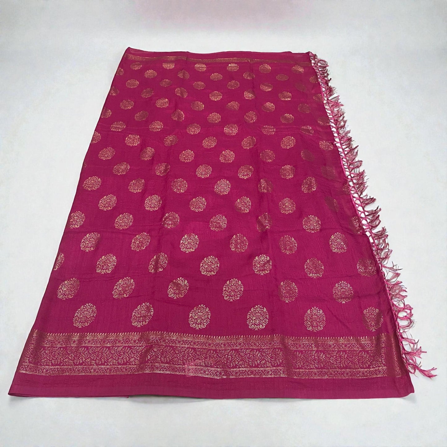 Kashmiri Silk with Floral Design Dark Pink (Dress Code)
