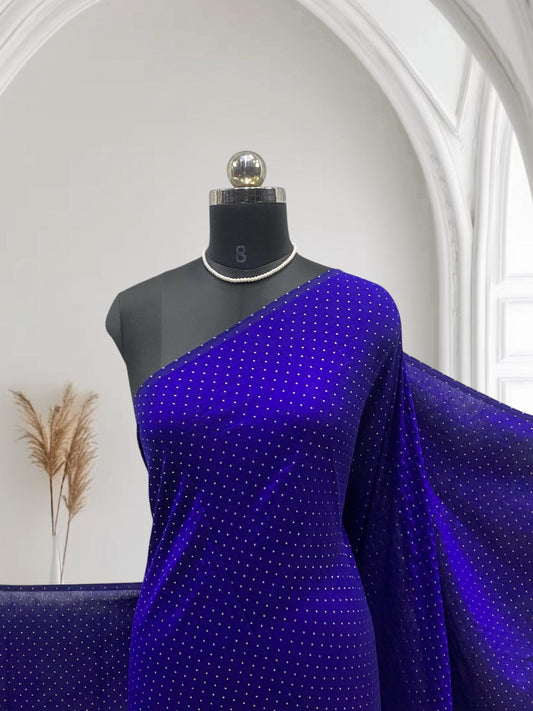 Fancy Saree with Silver Dots Blue
