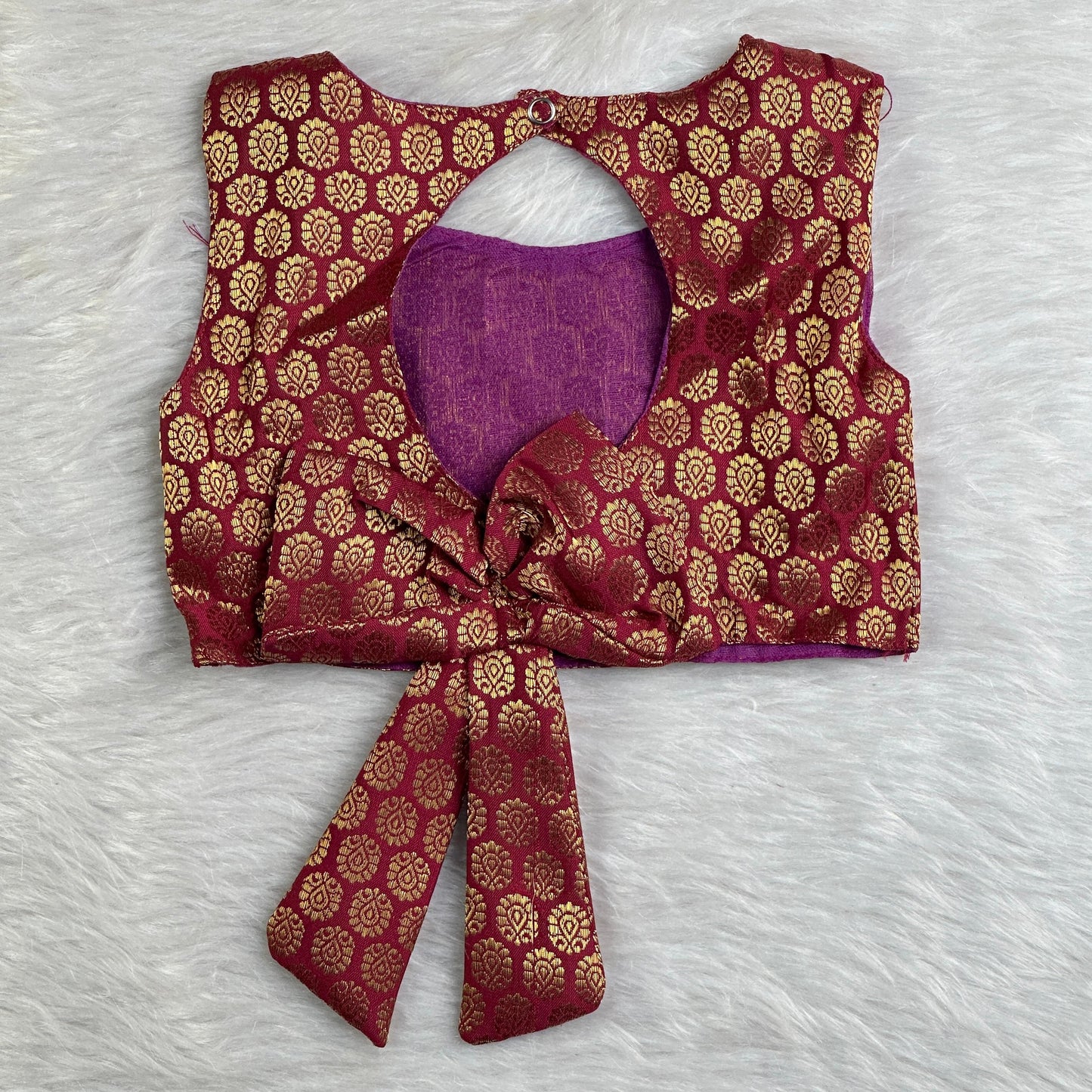 Thumbi Premium Brocade Pattu Pavada Set Purple (0-2 years)