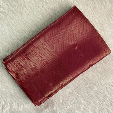 Anjali Wedding Special: Deep Maroon Silk Saree with Full Copper Zari Work Peach