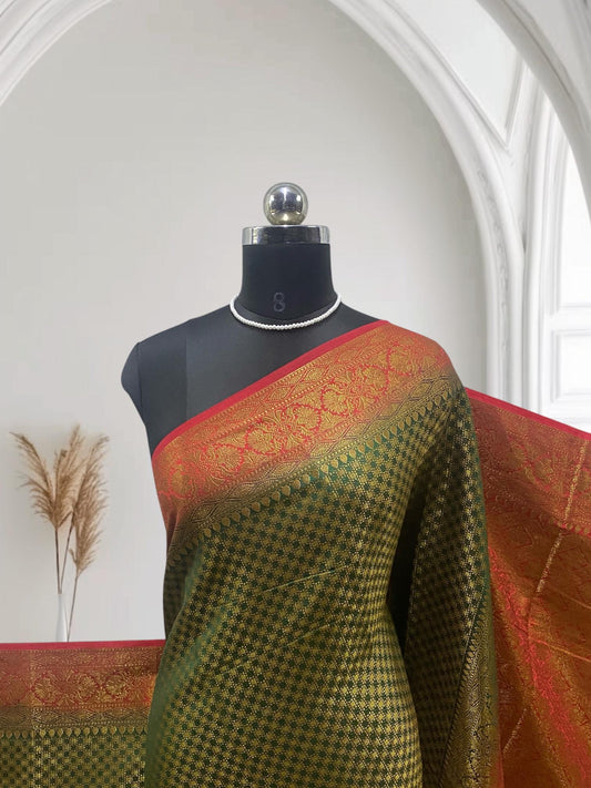 Dwani Golden Radiance Georgette Banarasi Saree Green
