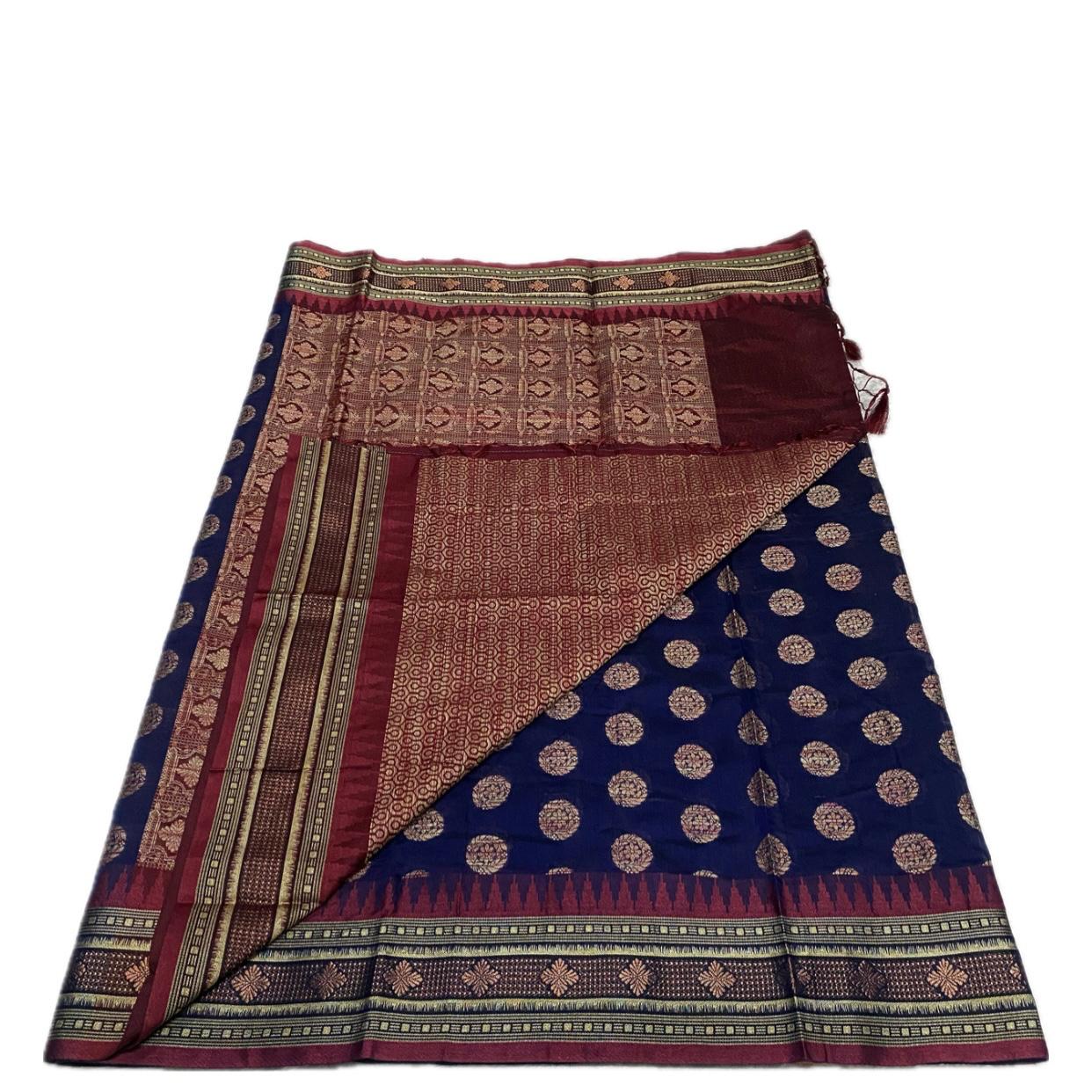 Rajani Floral Butta Cotton Saree Blue