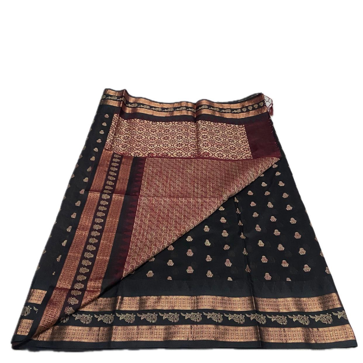 Rajani Floral Butta Cotton Saree Black (Dress Code)