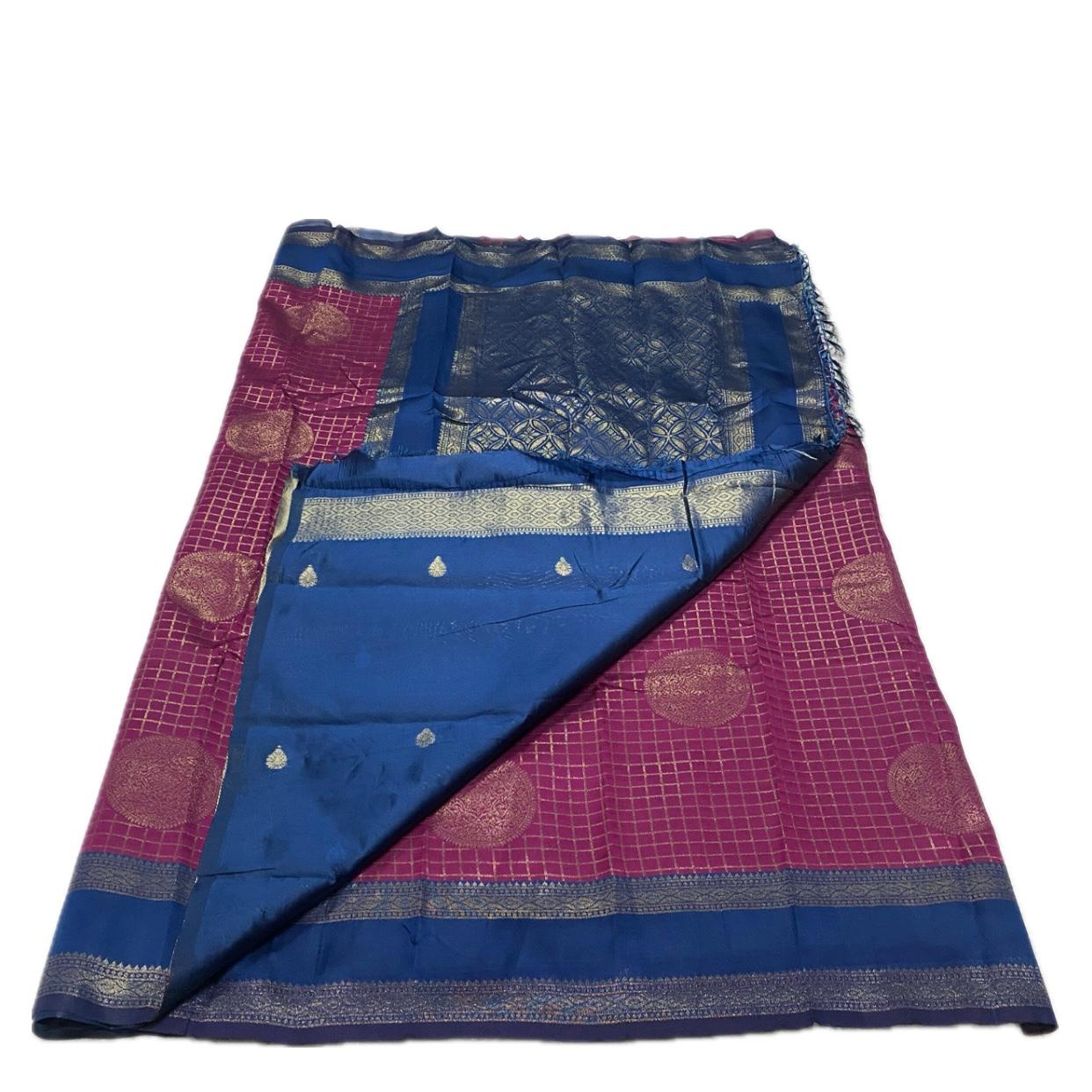 Thrithya Gaddu Silk Checks Saree Pink