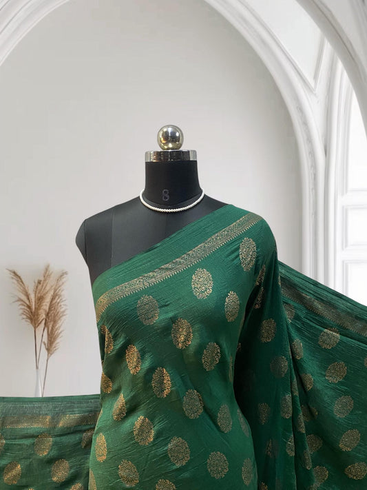 Vaigha Vichitra Jalar Kashmiri Silk Green Dress Code