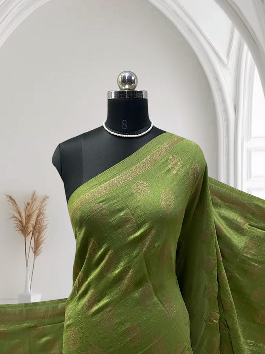 Vaigha Vichitra Jalar Kashmiri Silk Olive Dress Code