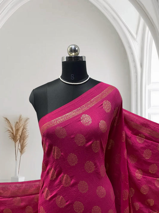 Vaigha Vichitra Jalar Kashmiri Silk Dark Pink Dress Code