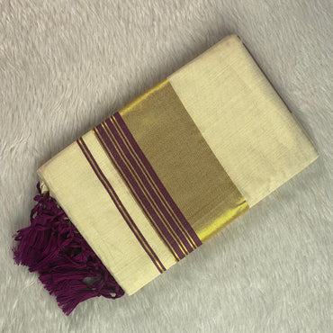 Karthika Purple with Gold Zari Set Saree