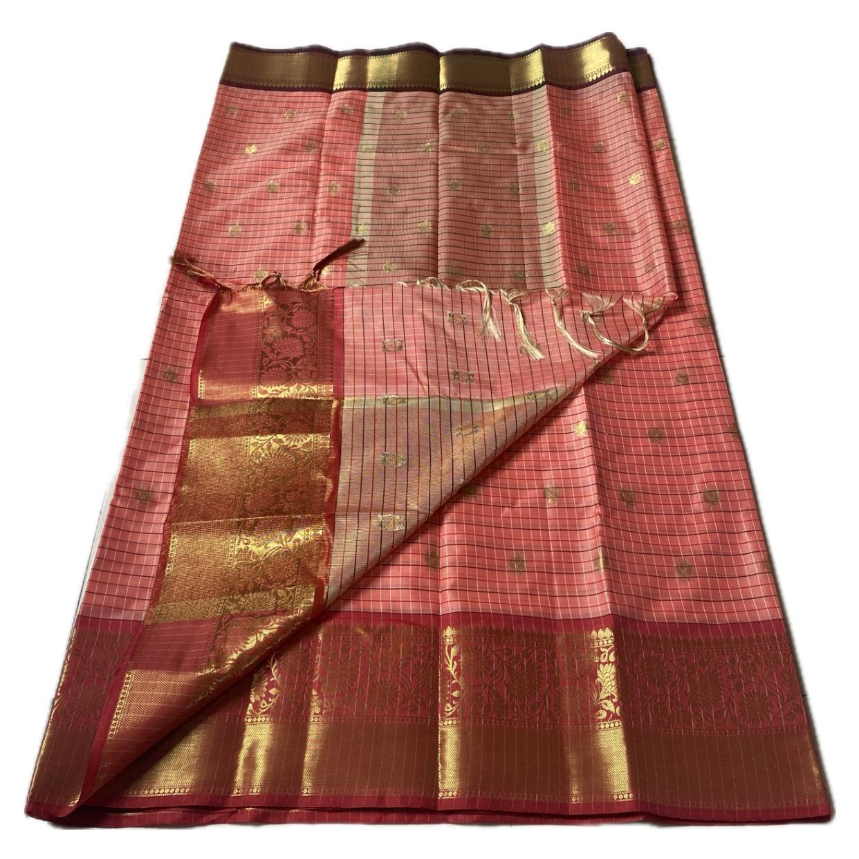 Yamuna Checks Saree with Tassels in Red