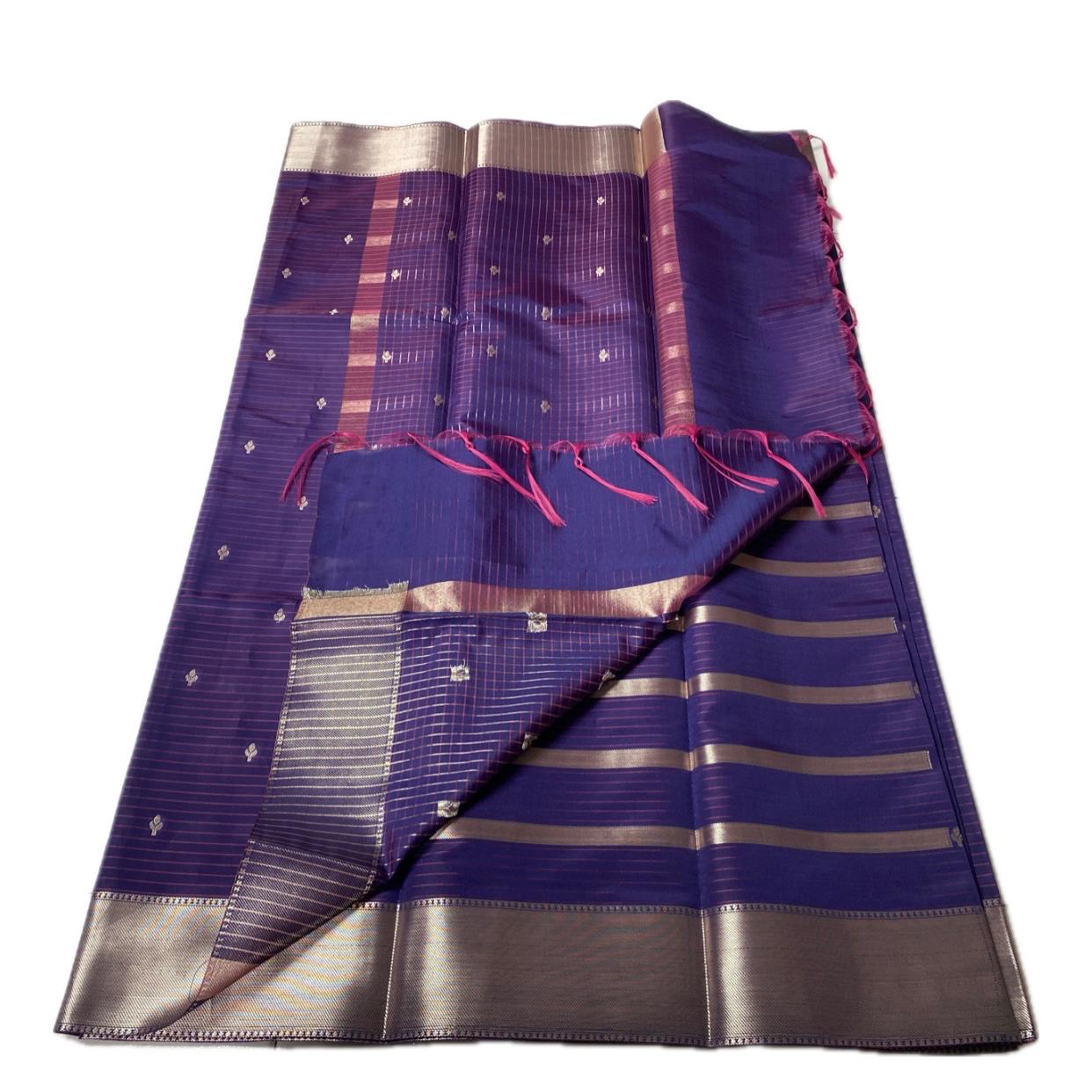 Rani Traditional Saree with Flower Zari Butta work Violet